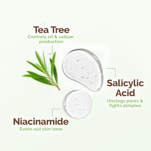 MAMAEARTH Tea Tree Oil Control Face Wash with Tea Tree & Neem 3.38 Fl Oz (100ml)