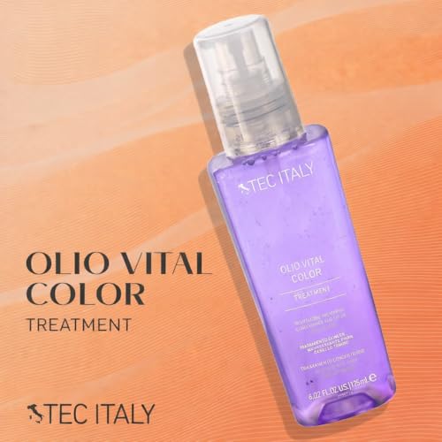 Tec Italy Olio Vital Color Hair Treatment for Color-Treated Hair, Protects & Enhances Color, Deep Hydration, Softness & Shine, 4.22 fl oz (125 ml)