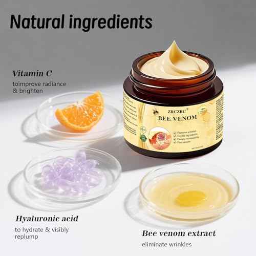 Bee Venom Skin Treatment Cream, Bee Venom Comprehensive Cream, Face lifting and firming, Effective In Reducing Skin Blemishes, Gentle and Non-irritating, Suitable For All Parts 2.1 Ounce (Pack of 1)