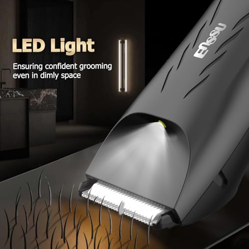 Manscape Body Hair Trimmer for Men, Pubic Groin Hair Trimmer for Men with Safe Blade, Cordless Ball Shaver w/Light, Charging Dock, Waterproof Body Groomer, LED Display, 1H Charge,Black