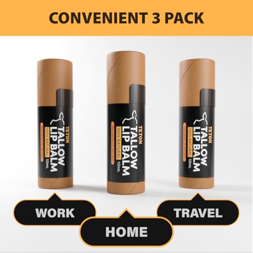 Teton Grass Fed Tallow Lip Balm with Beeswax & Jojoba Oil ? Deep Moisturizing Lip Care with Vitamin E & Tangerine Oil ? Smooth, Nourishing Lip Balm for Dry, Chapped Lips (3)