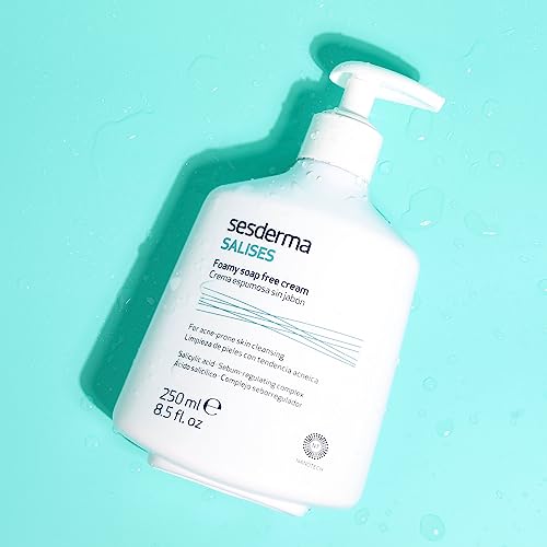 Sesderma SALISES Foamy Soap-Free Cream, Gentle Face Wash for Oily & Acne-Prone Skin, Salicylic Acid Pore Cleanser, 8.5 fl oz
