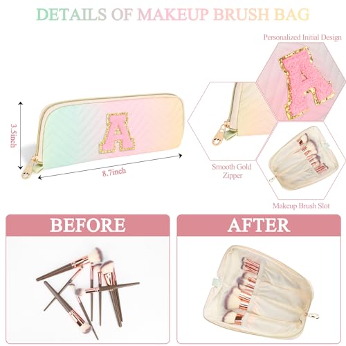 Personalized Initial Makeup Bag Waterproof Leather Cosmetic Bag Travel Toiletry Bag, Valentine¡¯s Day Gift Makeup Organizer Case & Makeup Pouch for Women Teen Girls Mom Girlfriend Wife
