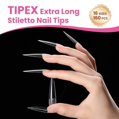 Beetles Tipex Lite Instant Nail Tips XXL Stiletto 3 - 160pcs 16 Sizes