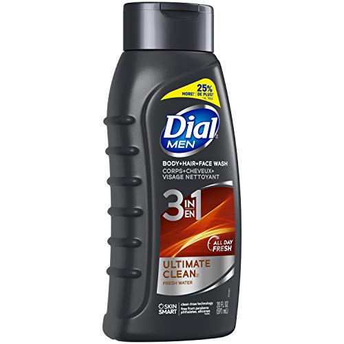 Dial Men 3in1 Body, Hair and Face Wash, Ultimate Clean, 20 fl oz , 4 Count (Pack of 1)