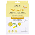 Cala Vitamin C Essence Facial Sheet Masks, 5 Pack - Ultra-Thin Face Mask Sheets with Orange & Lemon Fruit Extracts, Hydrating for Dry, Dull Skin, 5-Min No-Rinse Use