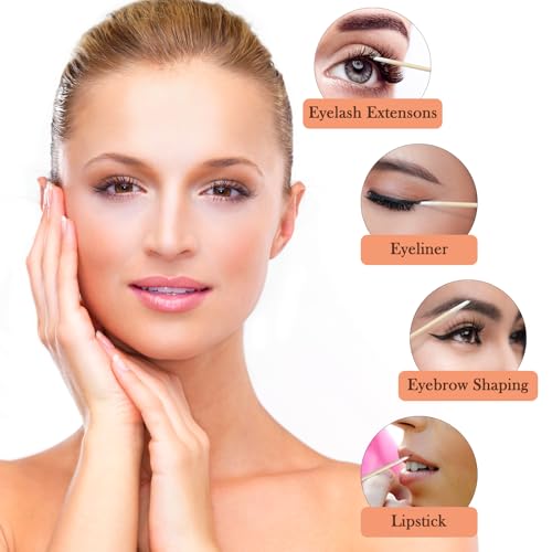 200PCS Pointed Cotton Swabs for Nails - Mini Tips, Microblading Cotton Buds & Nail Polish Clean Up Tool - Fine Point, Precision Micro Swabs for Makeup & Beauty