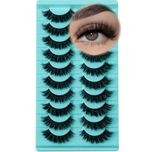 APCYUST Wispy Mink Lashes 10-15mm Short Cat Eye False Eyelashes Natural Look