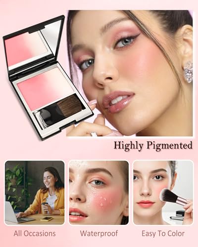 Gradual Shimmer Blush Palette with Brush - Waterproof