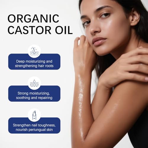 Organic Castor Oil Roll On with Rose Quartz Roller Ball - WenFeng, 50ml
