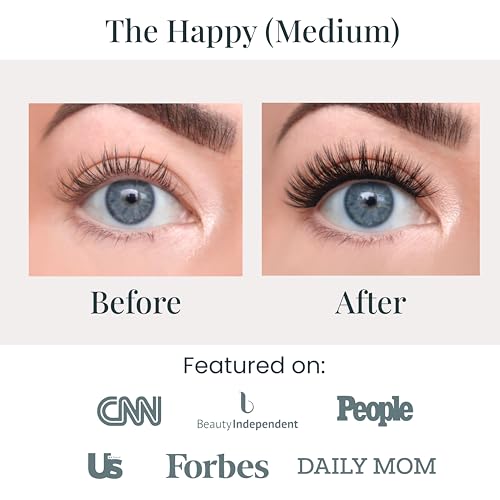 FlutterHabit The Happy Medium Lashes, DIY Lash Extensions [Up to 10 Day Wear], Mid-Length & Doll-Eyed Cluster Lashes, Salon Quality Eyelashes Extensions, Natural Lashes, No Lash Glue Included