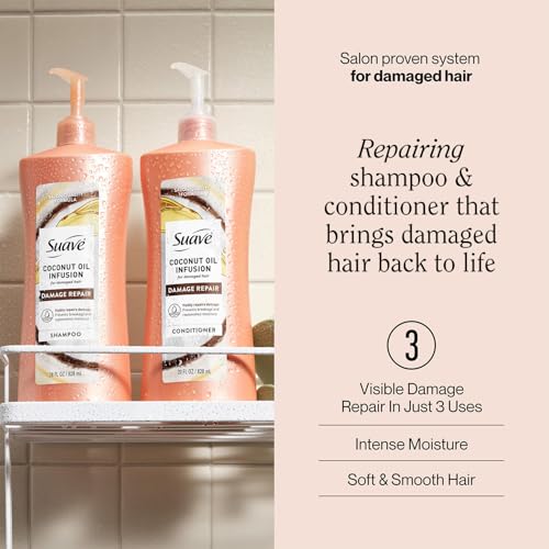 Suave Coconut Oil & Biotin Shampoo and Conditioner Set - 28 Oz