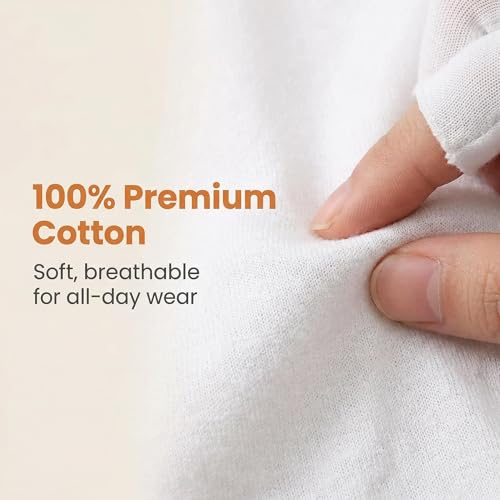 White Cotton Fingerless Moisturizing Gloves for Dry Hands - 12 Pairs
