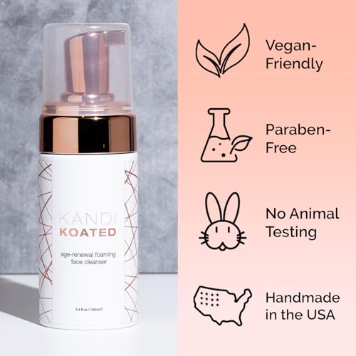 Kandi Koated Age-Renewal Foaming Facial Cleanser ? Plant-Based Face Wash with B3, Turmeric & Rose Hip ? Hydrating, Radiance-Boosting, Vegan, Small Batch ? 3.4 fl oz
