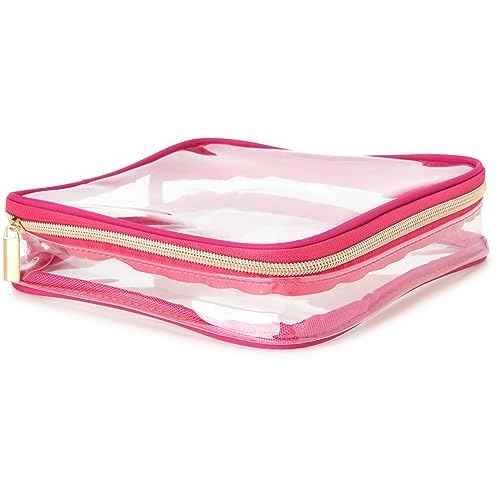 Juicy Couture Pink Makeup Bag Cosmetics Organizer Travel Essentials Weekender Logo Shiny Trim