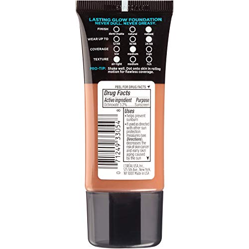 L'Oreal Paris Infallible Pro-Glow Foundation, Cocoa, 1 fl; oz. (Pack of 2)