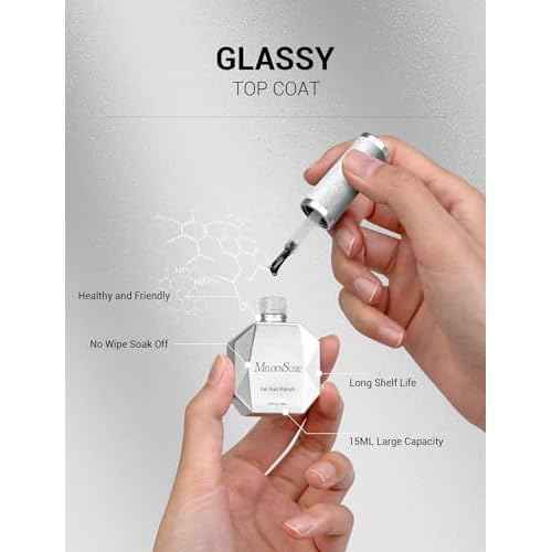MelodySusie Gel Top Coat-15ml No Wipe Top Coat, High Gloss Shine Finish Long Lasting Top Gel for Clear Nail Gel and Acrylic Nails, for Home DIY and Nail Salon 0.5fl oz