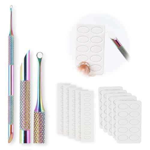 Pre-Treatment Cuticle Pusher, ASTONFOG Dual Ended Cuticle Remover Russian Prep Nail Pushers 100/180 Grit Sandpaper Sheets for Fingernails Toenails Manicure Pedicure Nail Art Care Tools