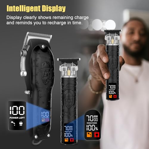 Men's Hair Clipper & Beard Trimmer Set - Professional Cordless Grooming Kit