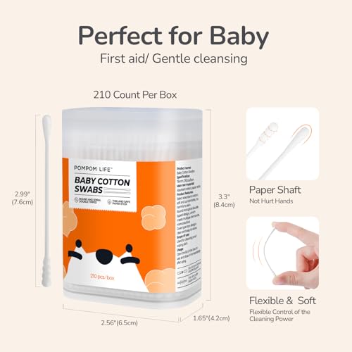 Baby Cotton Swabs 420 Count - Organic, Double-Tipped & Eco-Friendly