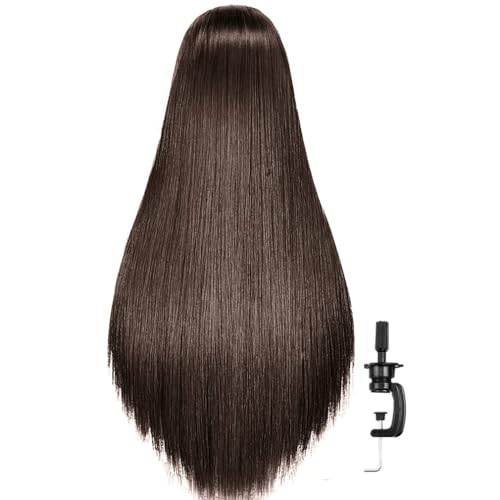 FABA Mannequin Head with Hair for Hair Styling Practice, 26-28 Inch Brown Doll Head