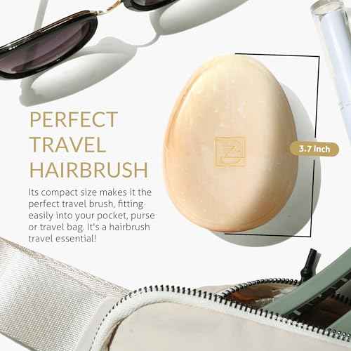 Travel Hairbrush - Mini Hair Detangler for Women Teens Kids - Sensory Scalp Massager - Small Portable Comb - Thick, Curly, Straight, Wet, Dry - Compact Detangler - Purse Essentials