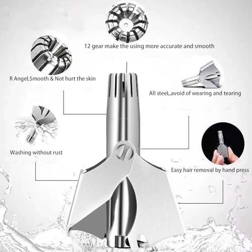 Nose & Ear Hair Trimmer - Professional Grooming Tool for Men and Women - No Pain, No Pulling - Waterproof & Portable-Great Gift for Men & Women,Easy to Wash and Store (Manual SK018)