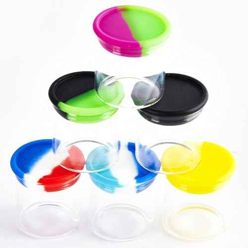 15ml Silicone Glass Wax Containers Airtight with Silicone Lid Concentrate Jars Multi Use (50)