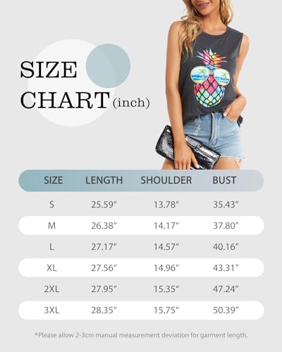 Tops for Women Casual Sleeveless Scoop Neck Flower Graphic Loose Fit Workout Tank Tee Shirts(Pink Flower, S)