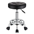 Height Adjustable Rolling Stool with Wheels - PU Leather