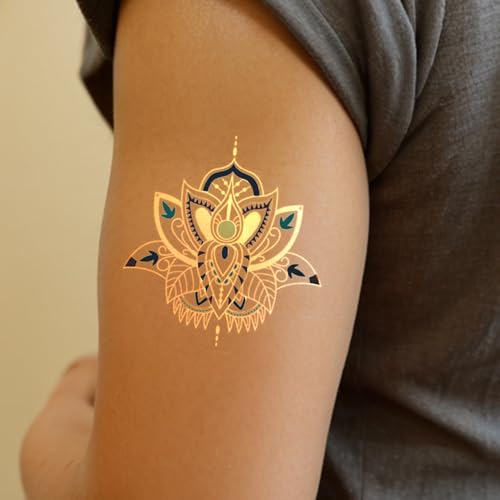 Gold Silver Metallic Temporary Tattoos - 10 Sheet Waterproof