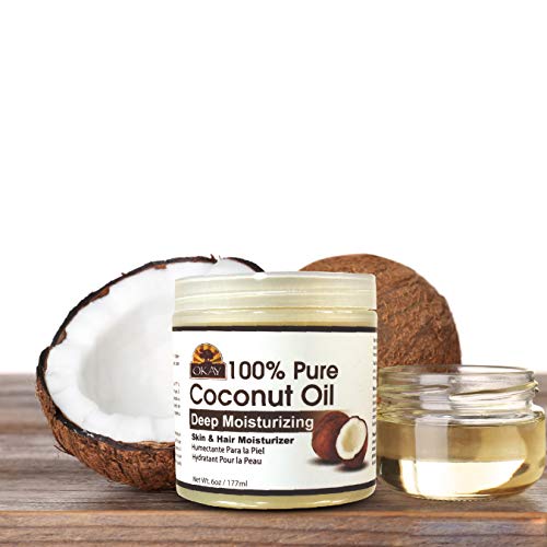 Okay 100% COCONUT OIL for HAIR and SKIN in JAR 6oz / 177ml (Pack of 2)