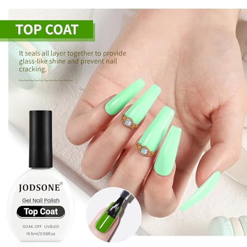 JODSONE Gel Nail Polish Top & Base Coat Set GN005 - Long Lasting Clear 16.5ml Duo - No Wipe UV Curing DIY Manicure Gift