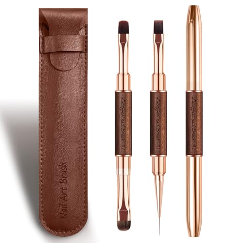 Builder Gel Nail Brush Set - 2-Pack Double-Ended with Pouch