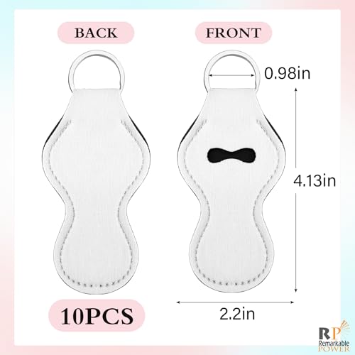 10-Pack Sublimation Chapstick Holder Keychains, White Neoprene