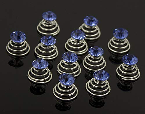 Vpang 20 Pcs Spiral Hair Pins Swirl Hair Twists Coils Hair Clips Wedding Bridal Shiny Rhinestone Crystal Metal Spiral Twist Hairpins Hair Accessories (Blue)