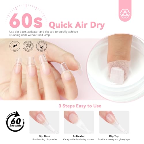 SAVILAND Clear Dip Powder Nail Starter Kit with Liquid Set (60g / 2.1oz)