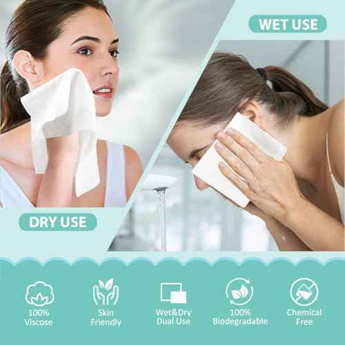 HOMEXCEL Face Towels, Disposable Face Towelette, Biodegradable Makeup Remover Dry Wipes 50 Count, Super Soft Clean Facial Towels Wash Cloth for Sensitive Skin