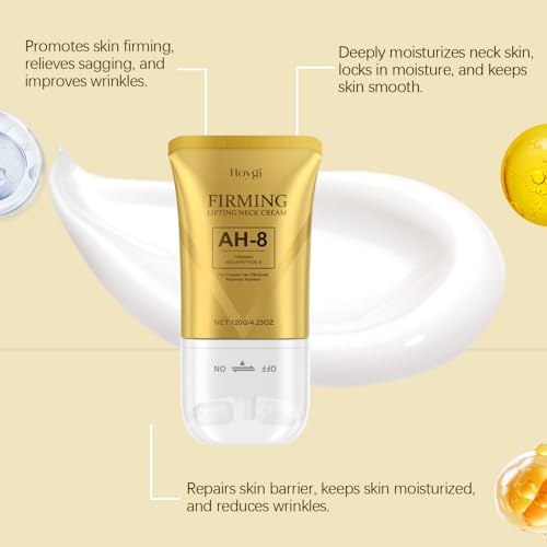 AH-8 Neck and Eye Cream Set with Electric Massage Tightening, Anti-Wrinkle Treatment with Red Light, Deep Moisturizer Bundle Care (neck cream and neck tap)