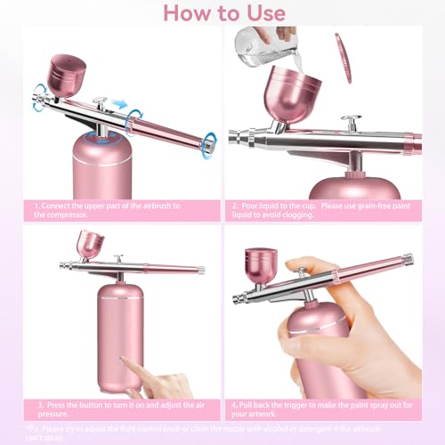 Cordless Airbrush Kit with Compressor - 0.3mm Nozzle