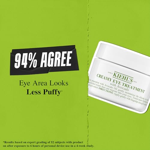 Kiehl's Avocado Eye Treatment, Under Eye Cream for Puffiness and Dark Circles, with Caffeine to Correct Bags, 99% Naturally Derived Non-Toxic Formula