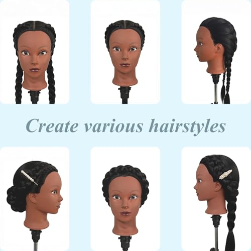 Black Mannequin Head with Hair for Braiding & Styling