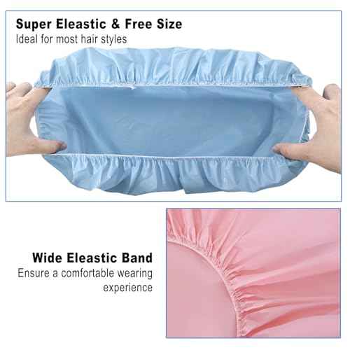 6 PCS Shower Caps for Women, Double Side Waterproof Shower Cap, Reusable Elastic Bath Caps for Shower, EVA Bathing Shower Caps, Bath Hair Caps - Candy Color