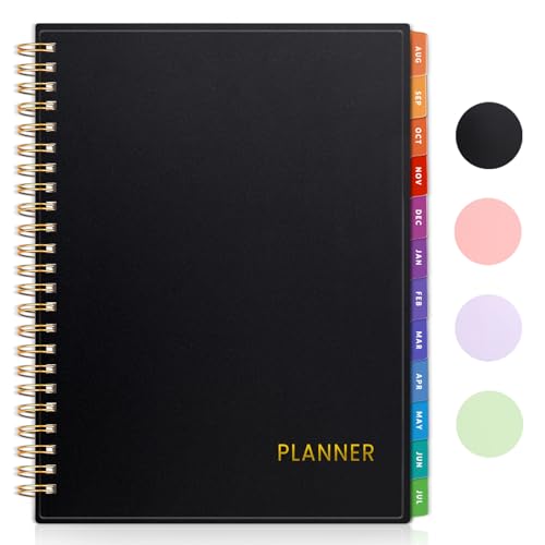 SUNEE 17 Month Academic Planner 2024-2025 Weekly and Monthly - from August 2024 - December 2025, 6.4"x8.3" School Year Daily Planner with Monthly Tab, Flexible Cover, Note Page, Pocket, Bookmark,Black