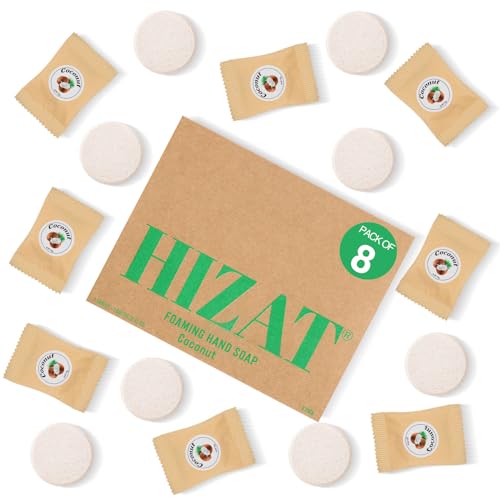 HIZAT Foaming Hand Soap Tablets, Makes 8 Bottles of 12 fl oz Hand Wash, 12 g Hand Soap Tablet Refills Eco Friendly Cleaning Supplies, Eucalyptus Scent