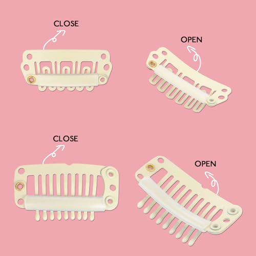 WENNALIFE 4 Blonde Replacement Clips for Clip in Hair Extensions Sturdy Clips for Wire Hair Extensions Stainless Steel Clips