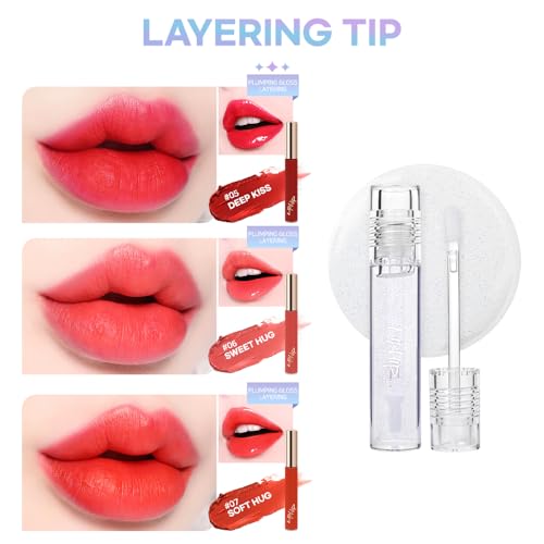Lip Plumping Gloss,Spicy Lip Lip Gloss, Moisturizing & Glimmer Glow Lip Gloss
