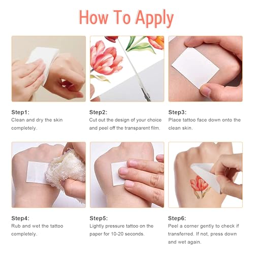 12 Black & White Watercolor Tulip Temporary Tattoos