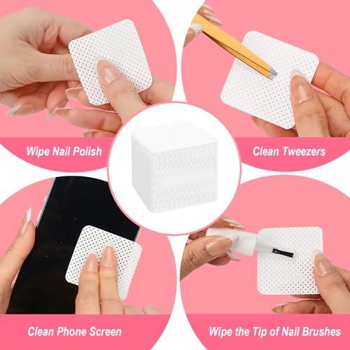 Lint Free Nail Wipes 540PCS - Soft Acetone Nail Polish Remover Pads for Nails & Eyelash Extensions - White