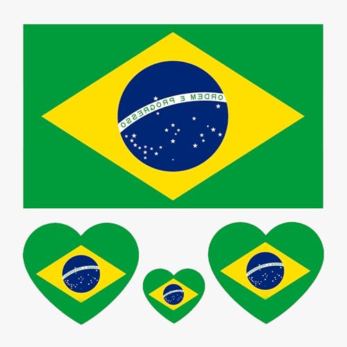 Brazil Flag Temporary Tattoos - 40 Pcs Waterproof Face Stickers